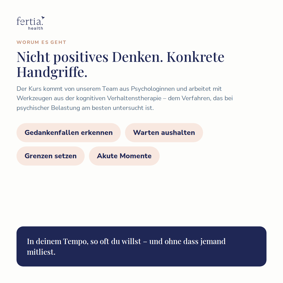 Mentale Unterstützung bei Kinderwunsch · Kurs in der Fertia App