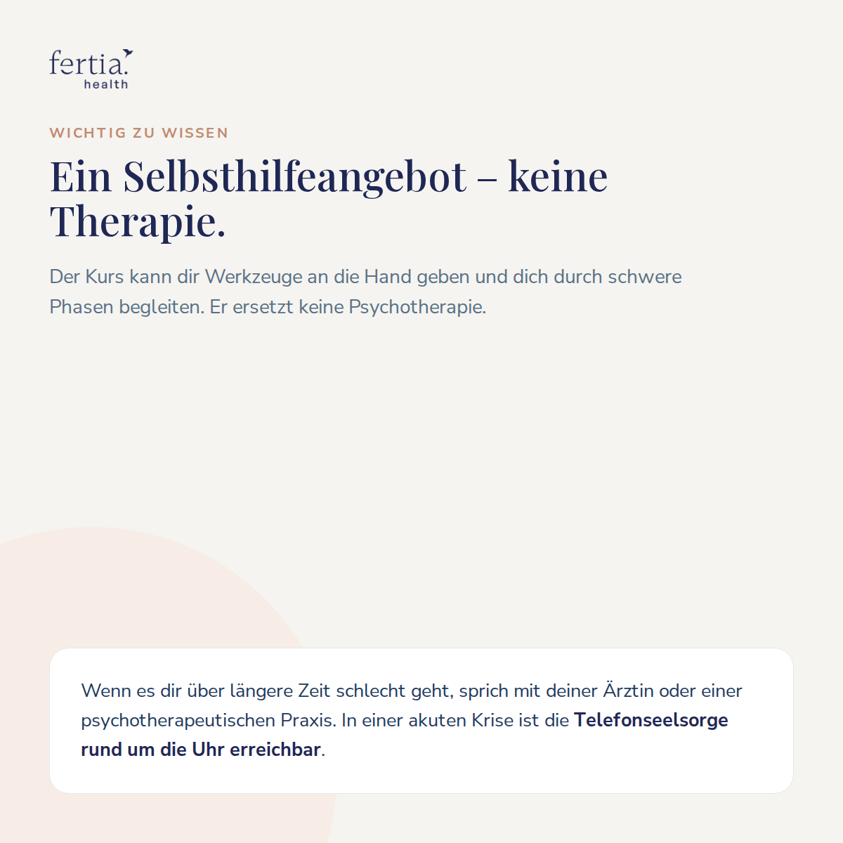 Mentale Unterstützung bei Kinderwunsch · Kurs in der Fertia App