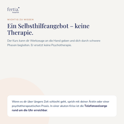 Mentale Unterstützung bei Kinderwunsch · Kurs in der Fertia App