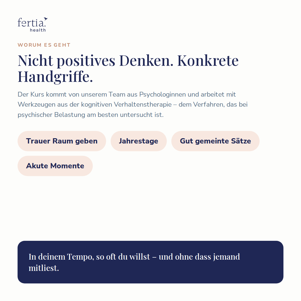 Schwangerschaftsverlust  – Ein Kurs, der dich auffängt und stärkt · Kurs in der Fertia App