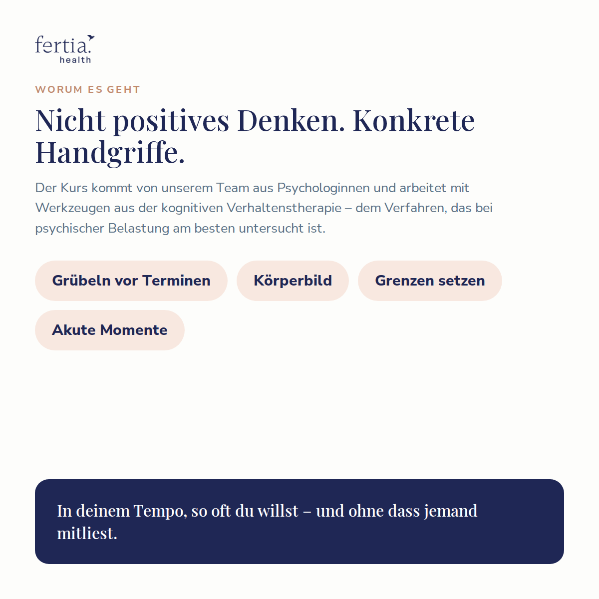 Mentale Unterstützung bei PCOS und Zyklusstörungen · Kurs in der Fertia App