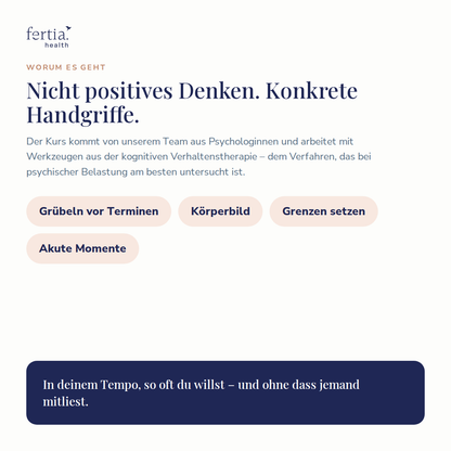 Mentale Unterstützung bei PCOS und Zyklusstörungen · Kurs in der Fertia App